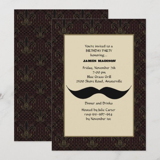 Invitation Mustache (Devant / Derrière)