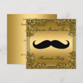 Invitation Mustache Anniversaire de la fête d'or (Devant / Derrière)