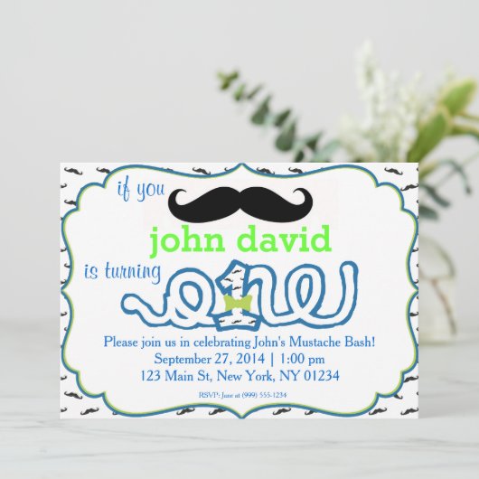 Invitation Mustache Bash (Debout devant)