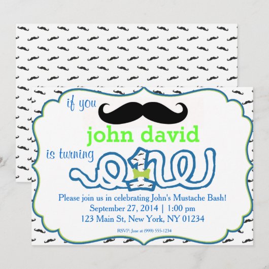 Invitation Mustache Bash (Devant / Derrière)