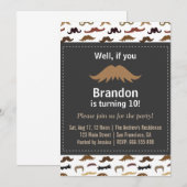 Invitation Mustache Birthday Party et Motif (Devant / Derrière)