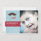 Invitation Mustache & Bow Cravate Photo Anniversaire Fête Inv (Devant)