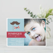 Invitation Mustache & Bow Cravate Photo Anniversaire Fête Inv (Debout devant)