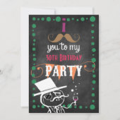 Invitation Mustache Chalkboard fête d'anniversaire (Devant)
