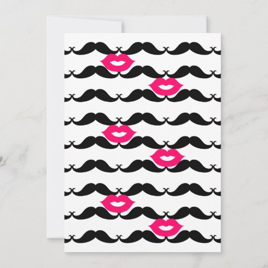 Invitation Mustache noire et lèvres roses Mariage en couple I (Dos)