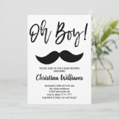 Invitation Mustache Oh Boy Baby shower Minimal moderne Élégan (Debout devant)
