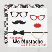 Invitation Mustache Surprise fête d'anniversaire (Devant / Derrière)