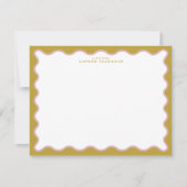 Invitation Mustard & Blush Pink Wavy Border Note Card (Devant)