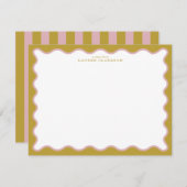Invitation Mustard & Blush Pink Wavy Border Note Card (Devant / Derrière)