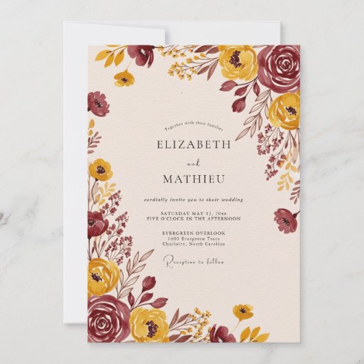 Invitation Mustard Earthy Fall Wedding (Devant)
