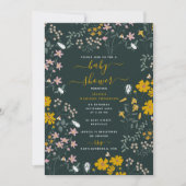 Invitation Mustard Floral Fleur sauvage Baby shower (Devant)