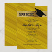 Invitation Mustard Jaune avec Gold et la fête de la casquette (Devant / Derrière)