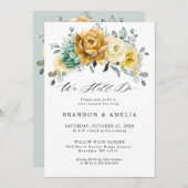 Invitation Mustard Jaune Floral Sage Verdure Nous le faisons  (Devant / Derrière)