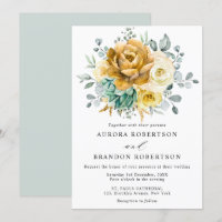 Mustard Jaune Floral Sage Vert Mariage moderne