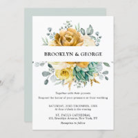 Mustard Jaune Floral Sage Vert Mariage moderne