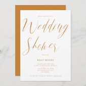 Invitation Mustard Ochre Script Wedding shower neutre (Devant / Derrière)