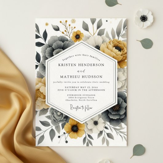 Invitation Mustard Yellow Botanical Romance Wedding