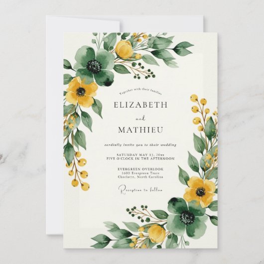Invitation Mustard Yellow Exquisite Forest Wedding (Devant)