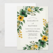 Invitation Mustard Yellow Exquisite Forest Wedding (Devant / Derrière)