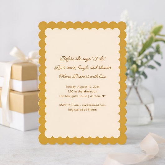 Invitation Mustard Yellow Scalloped Edge Bridal Shower