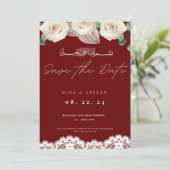 Invitation musulmane rouge fleur de dentelle enreg (Debout devant)