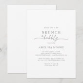Invitation Muted Gray Minimal Brunch and Bubbly Bridal Shower (Devant / Derrière)