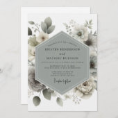Invitation Muted Green Botanical Romance Wedding (Devant / Derrière)
