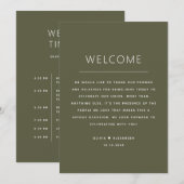 Invitation Muted Olive Green Timeline | Woodland Wedding  (Devant / Derrière)