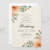 Invitation Muted Orange Blossom Arch Wedding (Devant / Derrière)