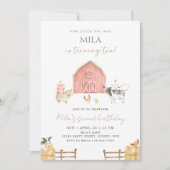 Invitation Muted Pink Barn Girl 2nd Birthday Party (Devant)