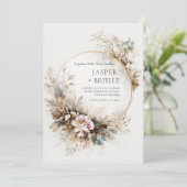 Invitation Muted Teal Watercolor Gold Circle Wedding (Debout devant)