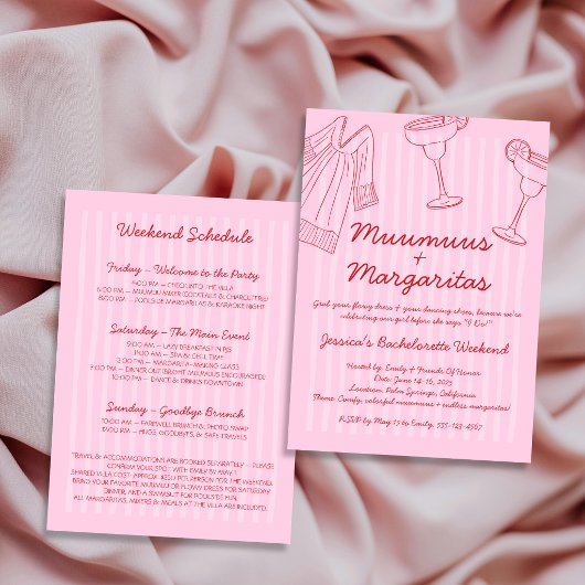 Invitation Muumuus & Margaritas Pink & Red Bachelorette