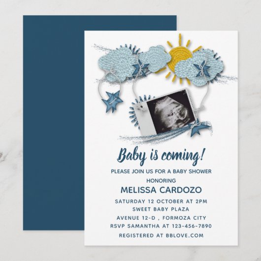 Invitation My Baby Ultrasound - Baby shower adorable (Devant / Derrière)
