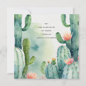 Invitation My Dernier Fiesta Bachelorette Party Cactus thème (Dos)