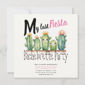 Invitation My Dernier Fiesta Bachelorette Party Cactus thème (Devant)