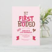 Invitation My Rodeo Cowgirl Pink 4e anniversaire (Debout devant)