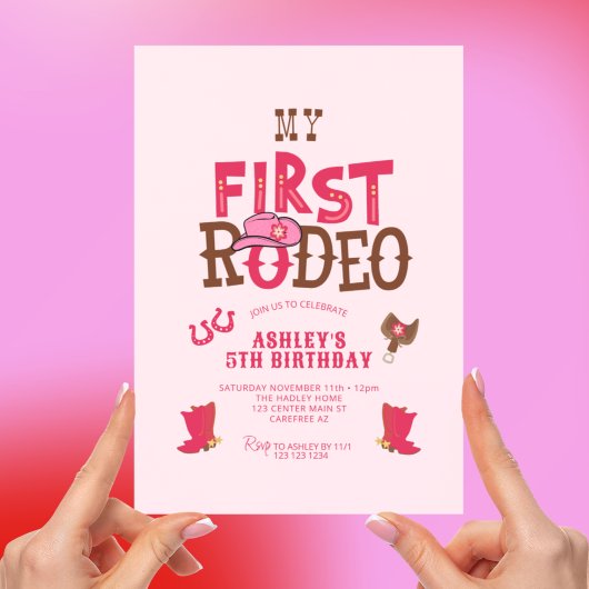 Invitation My Rodeo Cowgirl Pink 5e anniversaire
