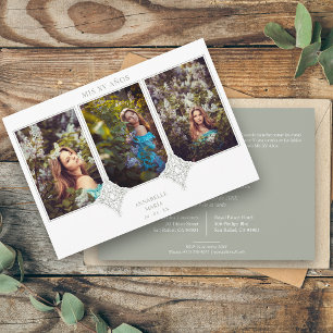 Invitation My XV Years Spanish 3 Photos Sage Lace Effet