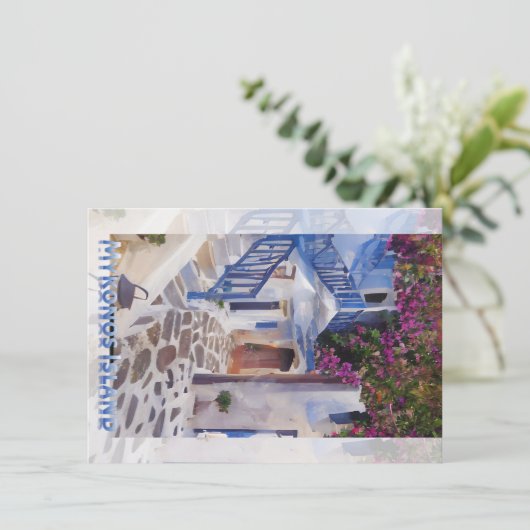 Invitation Myconos café tasse (Debout devant)