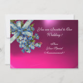Invitation MYOSOTIS MONOGRAMME FÊTE DE MARIAGE bleu rose (Dos)