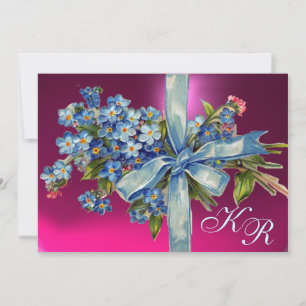 Invitation MYOSOTIS MONOGRAMME FÊTE DE MARIAGE bleu rose