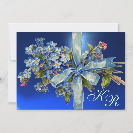 Invitation MYOSOTIS MONOGRAMME POUR MARIAGE pierre précieuse  (Devant)