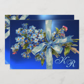 Invitation MYOSOTIS MONOGRAMME POUR MARIAGE pierre précieuse  (Devant / Derrière)