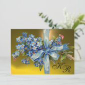 Invitation MYOSOTIS MONOGRAMMÉS FÊTE DE MARIAGE bleu jaune (Debout devant)