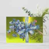 Invitation MYOSOTIS MONOGRAMMÉS FÊTE DE MARIAGE bleu jaune (Debout devant)