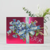Invitation MYOSOTIS MONOGRAMMÉS FÊTE DE MARIAGE bleu rose (Debout devant)