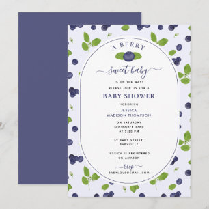 Invitation Myrtilles Aquarelle Une Douce Baby Shower aux Frui