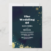 Invitation Mysic Blue Gold Star Moon Mariage (Devant)