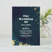 Invitation Mysic Blue Gold Star Moon Mariage (Debout devant)