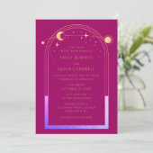 Invitation Mysic Chic Magenta Rose Rainbow Star Moon Photo (Debout devant)